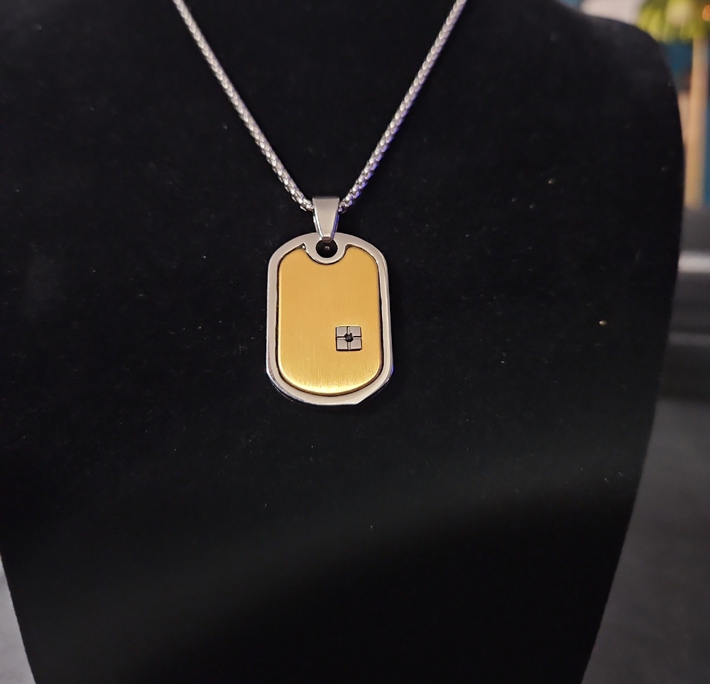 Gold and Silver Dog Tag Pendant